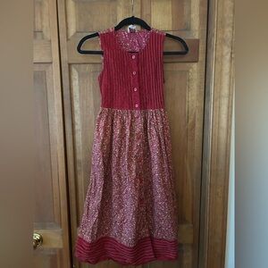 Cornelloki Girl’s Sz 9-10 Prairie Cottagecore Red Fall Patterned Textured Dress